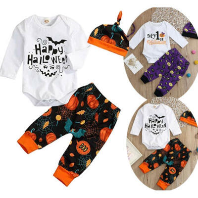 

US Newborn Infant Baby Girl Romper Halloween Bodysuit Headband Clothes Outfits