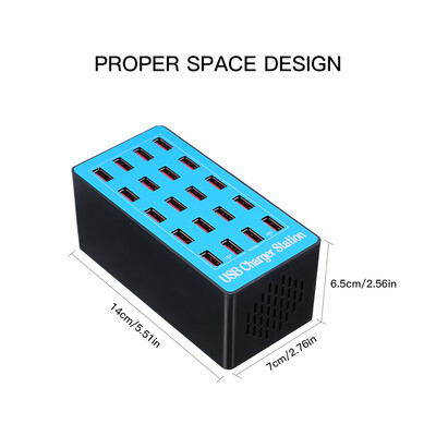 

USB Smart Charger with 20 Ports Power Adapter of Universal Compatibility Charging Station for Family&Office Use