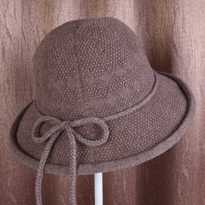 

Autumn&winter new Japanese art fisherman hat ladies wool knitted cotton bow Joker warm basin hat tide