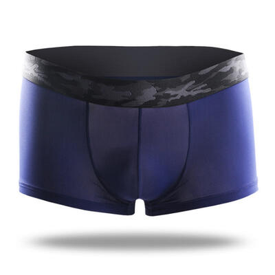 

Mens Ultrathin Breathable Shorts Ice Silk Seamless Boxers Underwear With Camouflage Belt