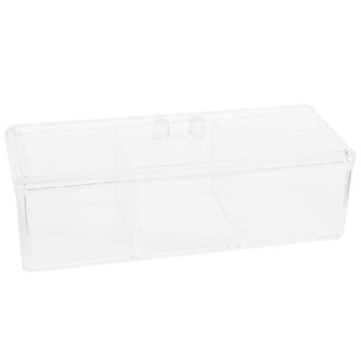 

Three Compartment Transparent Acrylic Storage Box Cosmetic Jewelry Storage Expert Organizer Cotton Swab Makeup Pads Case with Dust