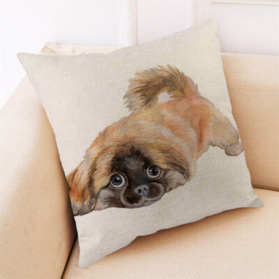 

Siaonvr Happy Pet Dog Animal Pillow Cases Cotton Linen Sofa Cushion Cover Home Decor