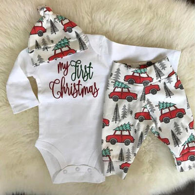 

Xmas Newborn Baby Kid Girl Boy Christmas Romper Bodysuit PantsHat Outfits