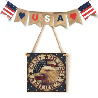 

Gobestart American 4th of July Independence Day Wooden Plaque Sign God Bless America