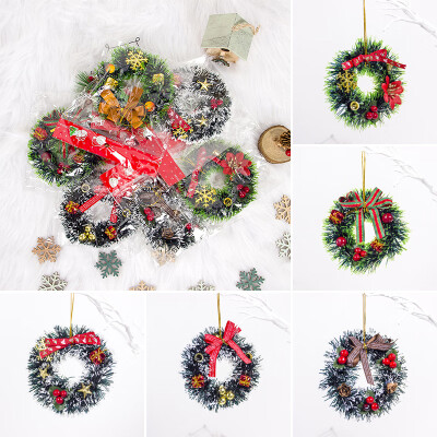 

4pcs 12CM Mini Christmas Wreath Red Fruit Gifts Wrap Pendant Home Decorations