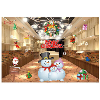 

Tailored Cartoon Snowman Santa Window Sticker Christmas Gift Home Decor Sticker