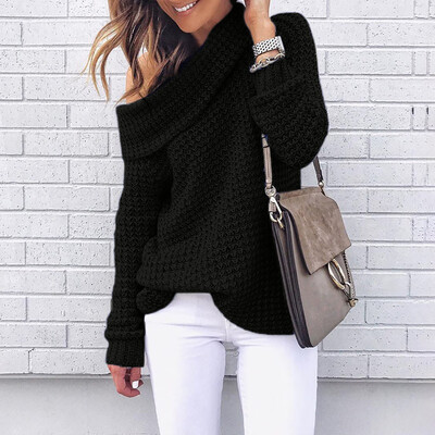 

〖Follure〗Women Shoulder Knitting Pullover Long Sleeve Blouse Solid Color Casual Sweater