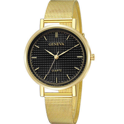 

GENEVA Luxury Women Watch Small Dial Silver Metal Mesh Band Stainless Steel Analog Quartz Wristwatch Ladies Gold Watches