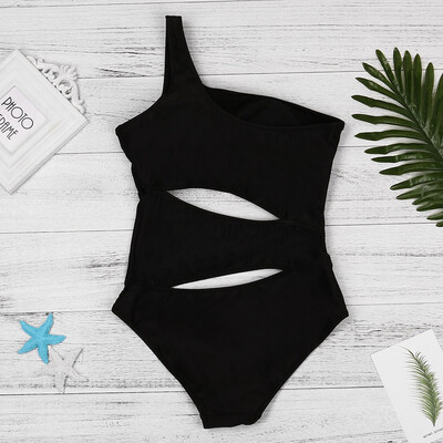 

Saidsome Sexy Women One-Piece Bikini Set Solid Hollow Swimmer Push Up Swimsuit