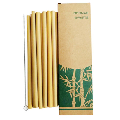 

10pcsset Bamboo Drinking Straws Reusable Eco-Friendly Party Kitchen With Clean Brush Drop Shipping wholesale