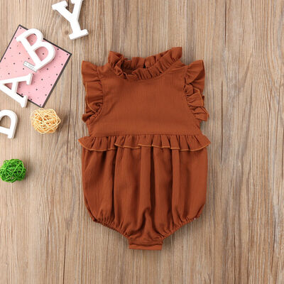 

Summer Newborn Baby Girl Solid Ruffled Rompers Jumpsuit Clothes Outfits 0-24M