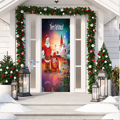 

Tailored 3D Christmas Living Room Door Wall Decoration Mural Christmas Decoration