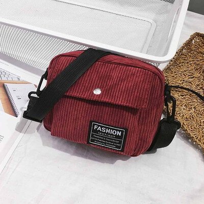 

Tailored Women Simple Canvas Bag Corduroy Square Bag Fashion Shoulder Messenger Package
