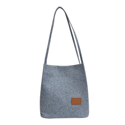 

Solid Color Shoulder Handbags Linen Women Large Top-handle Shopping Totes