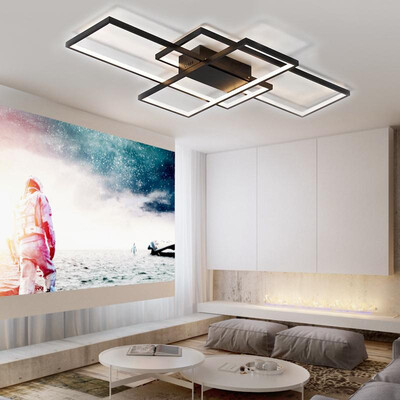 

Modern Black LED Flush Mount Ceiling Light Square Combination Shape for Office Meeting Room Living Dining Room Bedrooms