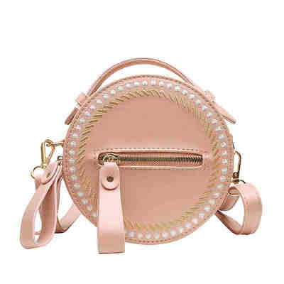 

Women Suture decoration Round Shoulder Messenger bag New women PU Leather Crossbody Casual Satchel Bag Adjustable shoulder strap