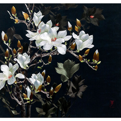 

Dong Ning Bai Yulan Hand-embroidered decorative painting Hand embroidery 9796