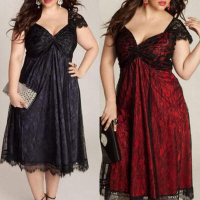 

Plus Size Women Lace Floral Prom Evening Party Bridesmaid Wedding Mini Dress