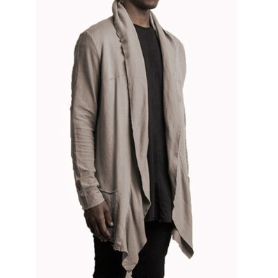 

Mens Cardigan Hooded Cloak Cape Coat Loose Casual Open Front Jackets Top 2Color