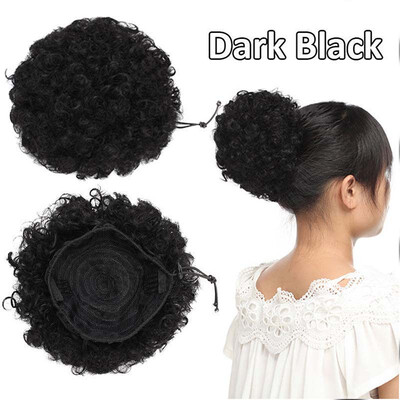 

Afro Bun Extension Puff Ponytail Chignon Hairpiece With Drawstring Afro Kinky Curly Wrap Messy Updo Synthetic For Women