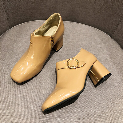 

Boots female autumn Korean version of wild ins small leather shoes female thick heel high heel fashion Martin short boots female