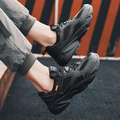

2019 summer trend sports mens shoes mesh breathable casual summer white shoes thick bottom trend old shoes mens tide