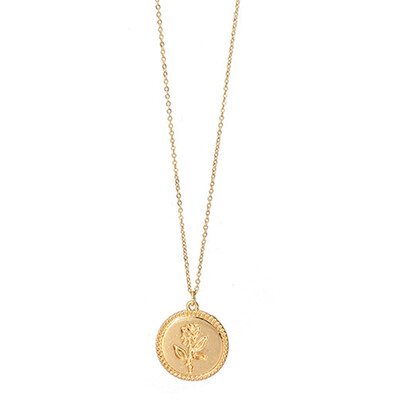 

Vintage Round Pendant Rose Pattern Thin Chain Women Jewelry Charm Necklace Gift