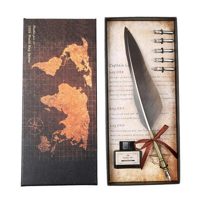 

Retro Calligraphy Quill Feather Dip Pen Writing Ink Set Birthday Gifts
