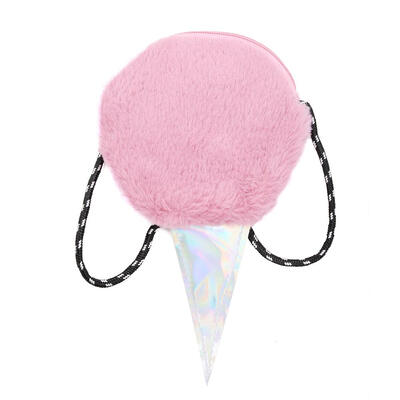 

Ice Cream Shape Bag Women Girls Shoulder Messenger Plush Zip Small Bags