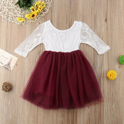 

Kids Baby Flower Girl Dress Lace Tulle Party Gown Bridesmaid Dresses Sundress
