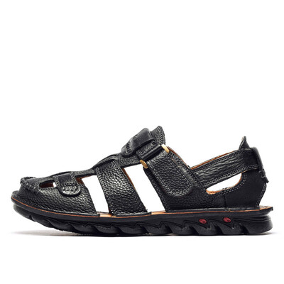 

Sandals Men shoes 2019 Mens Fashion Breathable Leather Beach Sandals Shoes Slides Outdoor Slippers Casual Shoes Men Roman