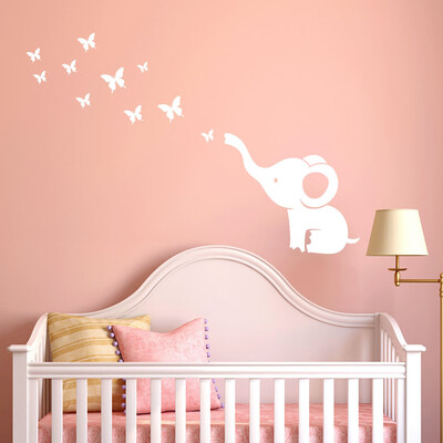 

Gobestart DIY Elephant Butterfly Wall Stickers Decals Childrens Room Home Decoration Art