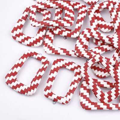 

Handmade Raffia Woven Pendants with Iron & Aluminum Findings Trapezoid Platinum Red 44x305x4mm Hole 14mm