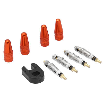 

4pcs Presta Valve Stem Caps 4pcs Valve Cores Wrench Bicycle Tool Kit