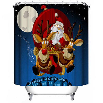 

Siaonvr Christmas Waterproof Polyester Bathroom Shower Curtain Decor With Hooks New H