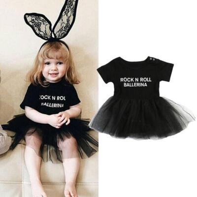 

Infant Baby Girl Tulle Rock N Roll Romper Dress Bodysuit Playsuit Outfit USA wea