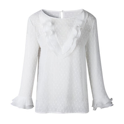 

Fashion Sweet Polka Dots Women Blouse Back Button Long Sleeve Pullover Tops
