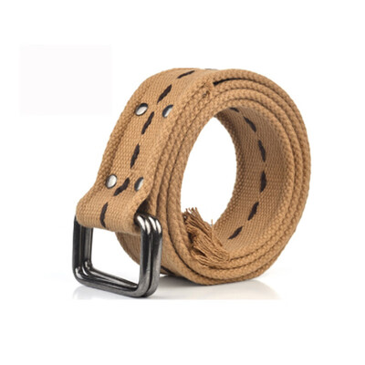 

High quality Unisex Designer Canvas Belts For Women Simple Fashion Double Loop Buckle Waist band Female Riem Cinto Feminino