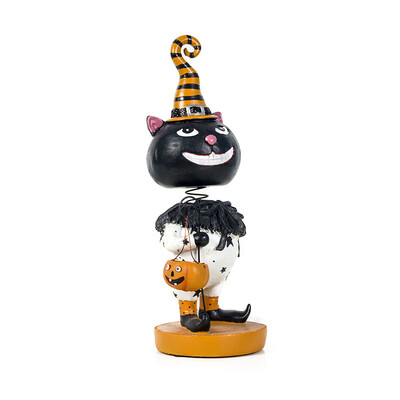 

Halloween Cute Pumpkin Black Cat Shaking Head Resin Dolls Multipurpose Home Table Ornaments Festival Kids Gifts Party Decoration