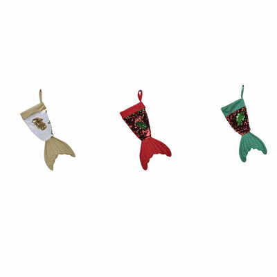 

Gift Hanging Bag Case Christmas Stocking Socks 16 Inch Sequin Mermaid Shape Holder Xmas Tree New Year Ornament