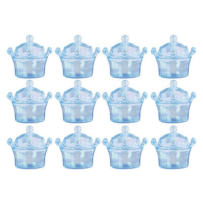 

12pcs Crown Shape Plastic Transparent Clear Candy Box Wedding Favors Decor