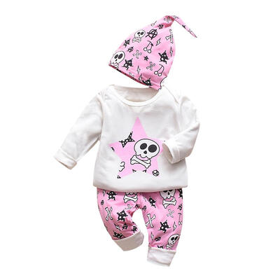 

3pcsset Baby Boy Girls Long Sleeve TopsFloral Cotton PantsCat Hat Suit