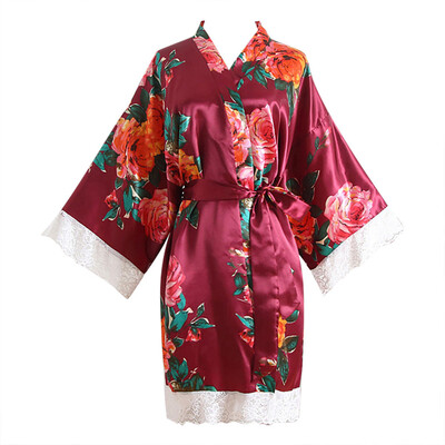 

Toponeto Women Sexy Lace Peony FlowerBlossom Kimono Dressing Gown Bath Robe Lingerie