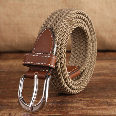 

Fashion Unisex belt high quality Elastic tension canvas Alloy pin buckle Men&Women belt solid color casual cowboy Men belt