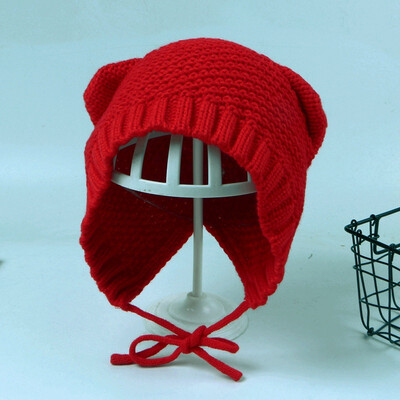 

Cat Ear Wool Hat ins Earmuff Women Warm Ears in Autumn&Winter Korean Retro Knitted Lace Ear Wrap Ear Cover