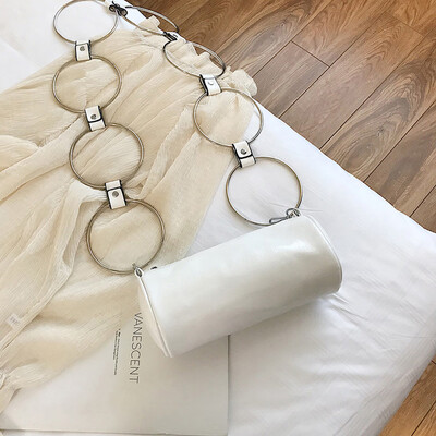 

Tailored Women Leather Bucket Bag Crossbody Bag Shoulder Bags Circular Chain Handle Bags