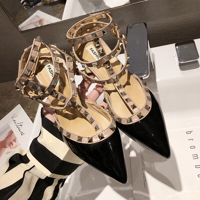

Baotou Sandals Fairy Style LadiesMedium-heeled Rivet-pointed Single Shoes