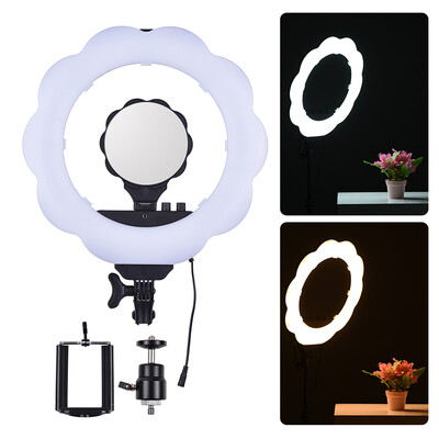 

SL-107 Ring LED Video Light Fill Light with Makeup Mirror 384pcs SMD LEDs 2700 Lumens 3000K-6000K Color Temperature Ra95 for Live