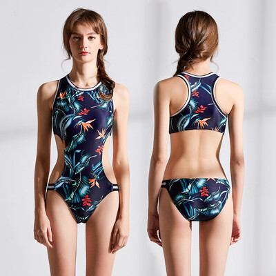 

Saidsome Women Sleeveless One Piece Swimsuit Bathing Suit Floral Print Surfing Swimwear diving suit diving water diving mask
