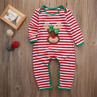 

Newborn Infant Baby Boy Girl Christmas Romper Bodysuit Pajama Clothes Outfit